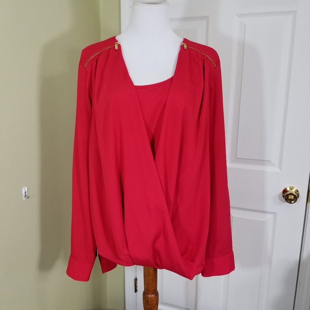 Calvin Klein red long sleeve top